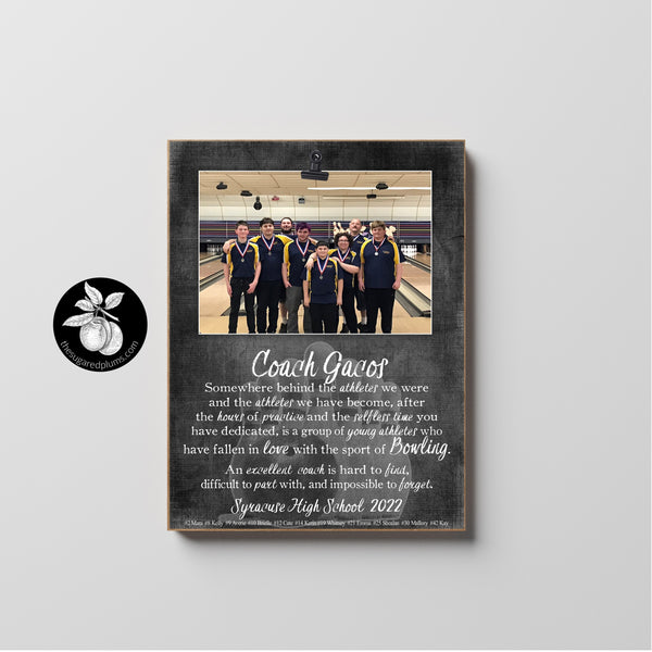 Personalized Bowling Coach Gift Ideas Picture Frame, Thank You Gifts for Coaches, End of Season Gift, Coach Retirement Gift, 9x12