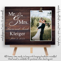 Mr. & Mrs. - Wedding Gift for Couple, Personalized Wedding Picture Frame, Personalized Wedding Gifts, Gifts for Couple, Custom Wedding Frame