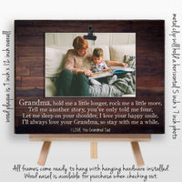 Personalized Christmas Gift for Grandma, Mother's Day Gift for Mom, Pregnancy Reveal to Grandparents Picture Frame, Hold Me A Little Longer